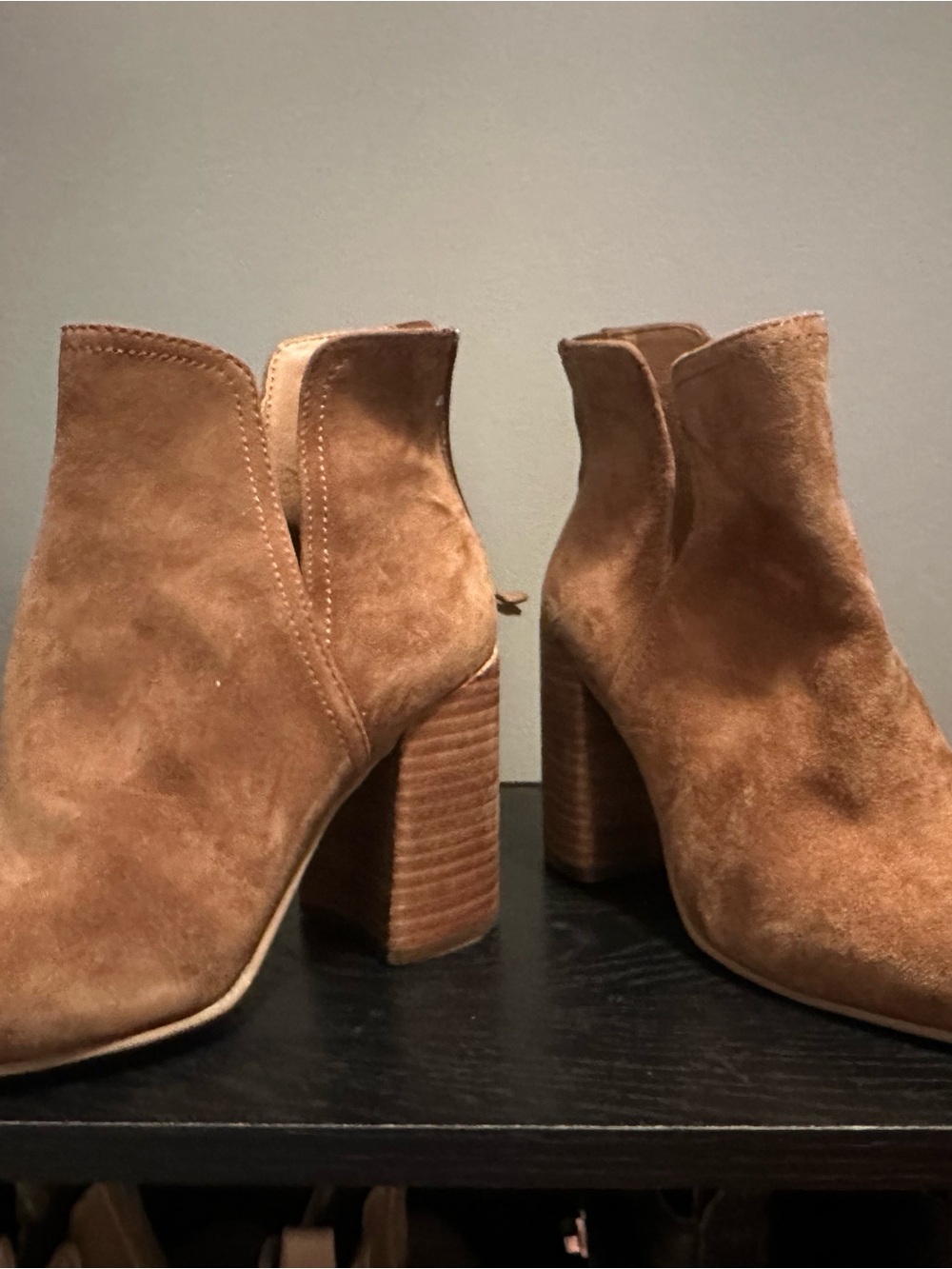 Steve Madden Chestnut Suede Block Heel Ankle Booties